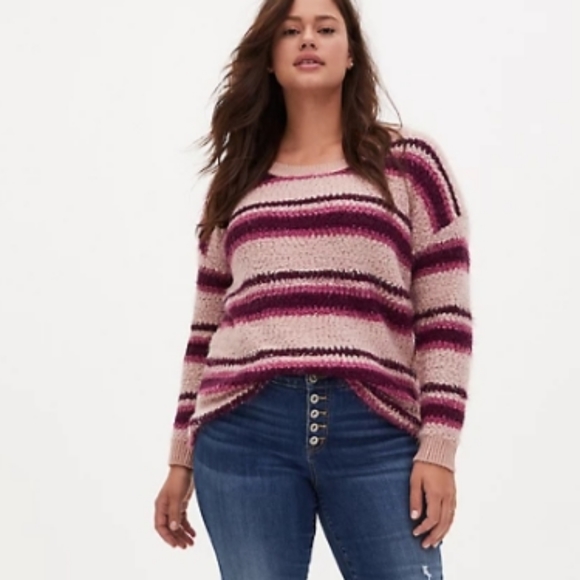 Torrid Striped Fuzzy Sweater